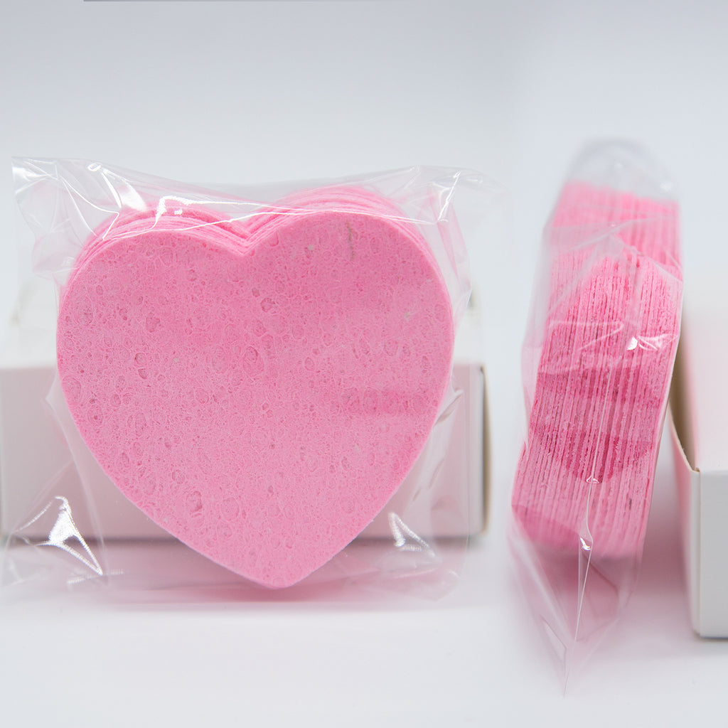 Biodegradable Heart-Shaped Wash Sponge For Deep Cleansing And Makeup Removal