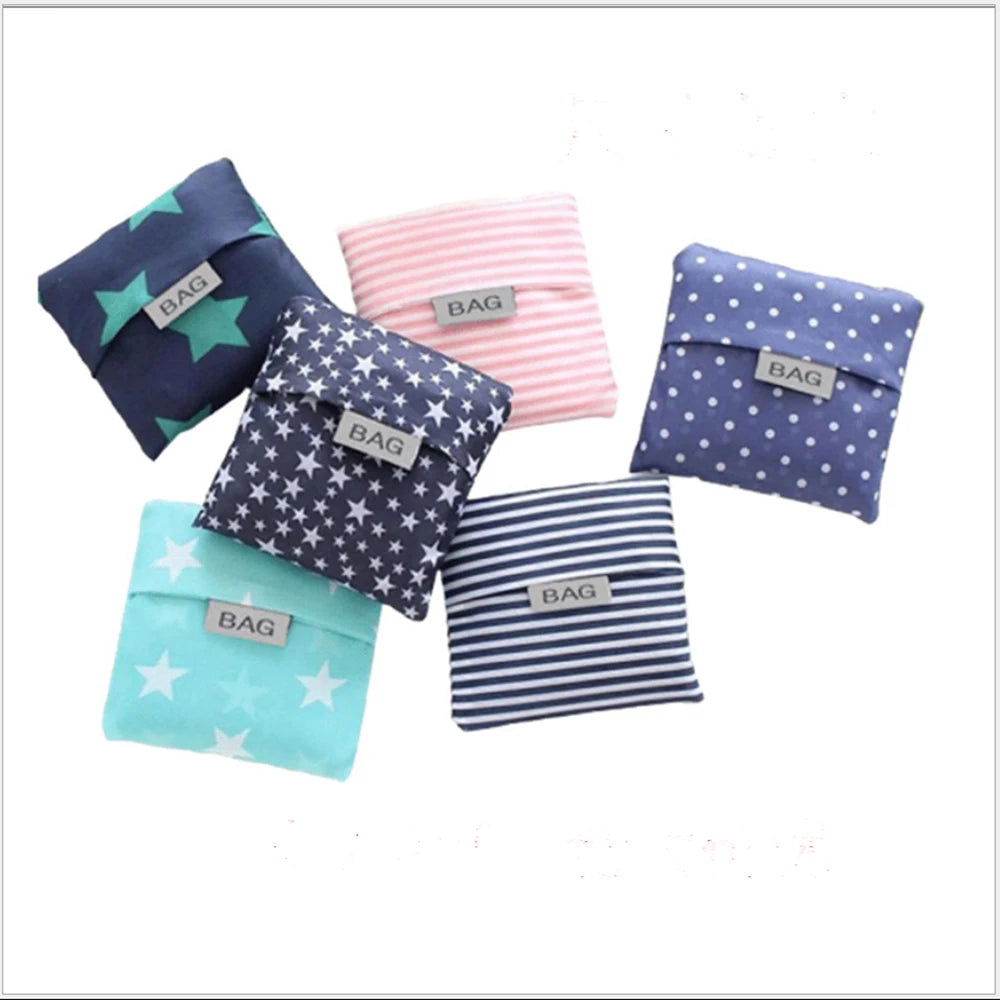 BIG Eco-Friendly Shopping bag foldable polyester bag environmmental grocery bags folding Pocket Tote Portable Shoulder Handbag