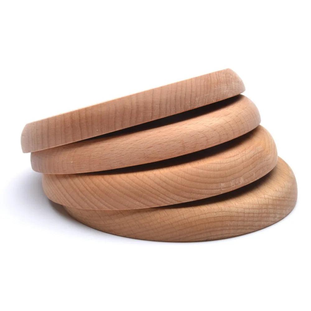 Eco - friendly Wooden Service Tray for Home, Hotel, School Party, Round Plate Snack, Cake, Fruits, Sushi, Dessert Tableware 30P