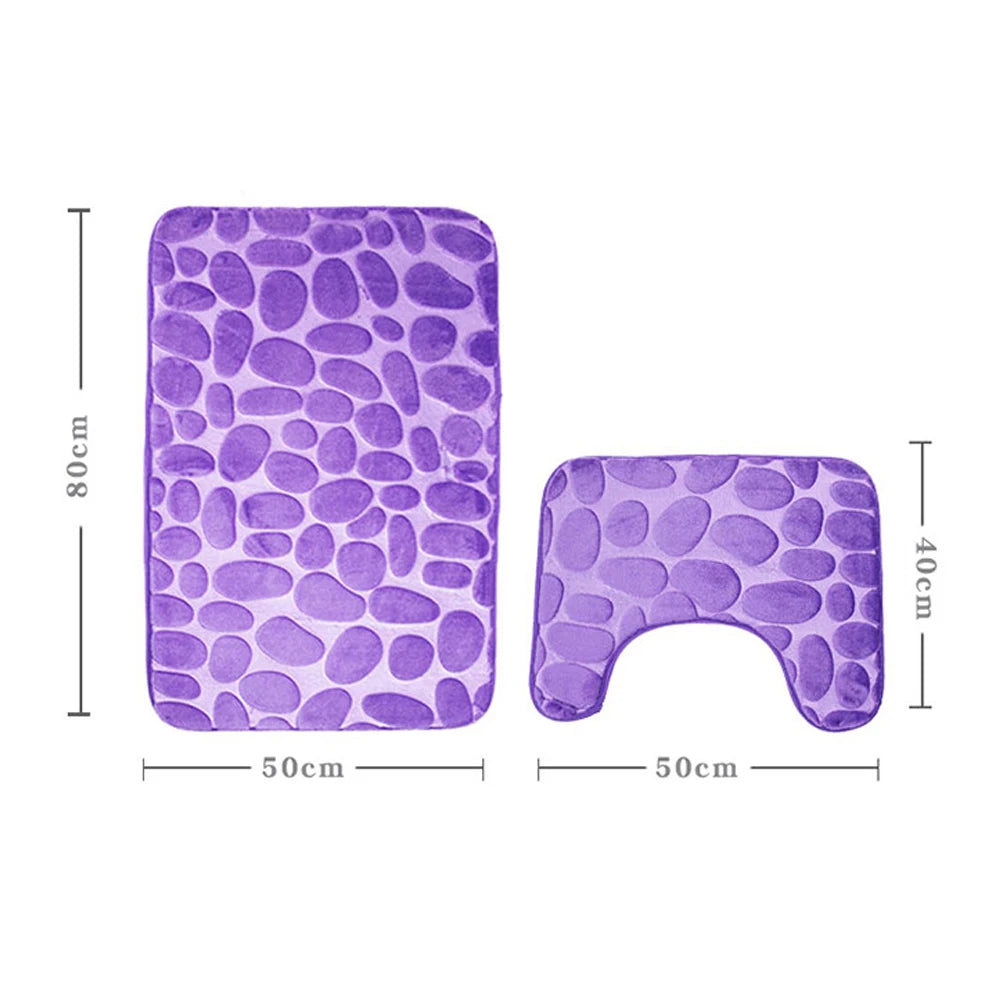 2pcs/set Funnel Cobblestone Bath Bathroom Anti-slip Carpet Mat Toilet Rug New bathroom mat set