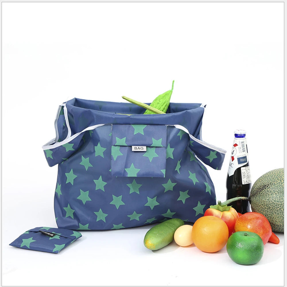 BIG Eco-Friendly Shopping bag foldable polyester bag environmmental grocery bags folding Pocket Tote Portable Shoulder Handbag