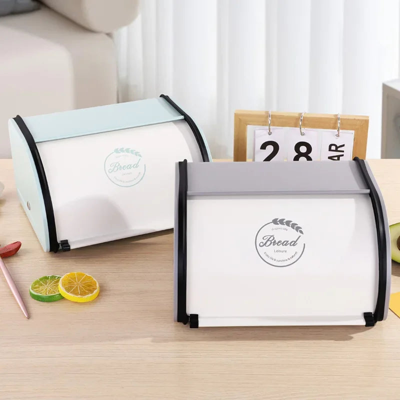 Eco-friendly Kitchen Counter Farmhouse Bread Box Crate with Roll Up Lid Bread Storage Container Bread Holder Keeper Bin