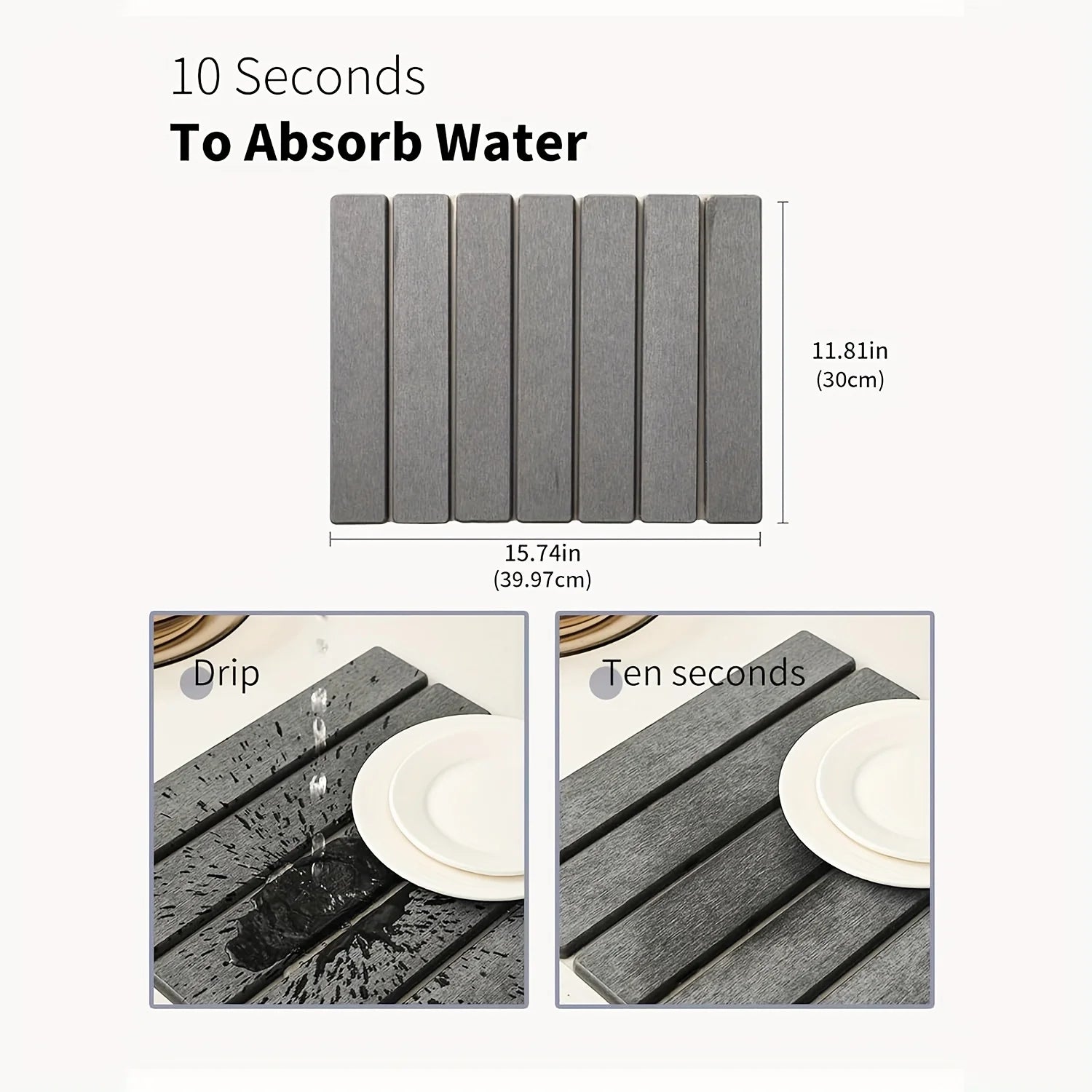 Quick Drying Mat for Kitchen,Dish Drying Mat, Stone Bath Mats for Bathroom, Foldable Diatomaceous Bath Mat, Non-Slip Shower Mat