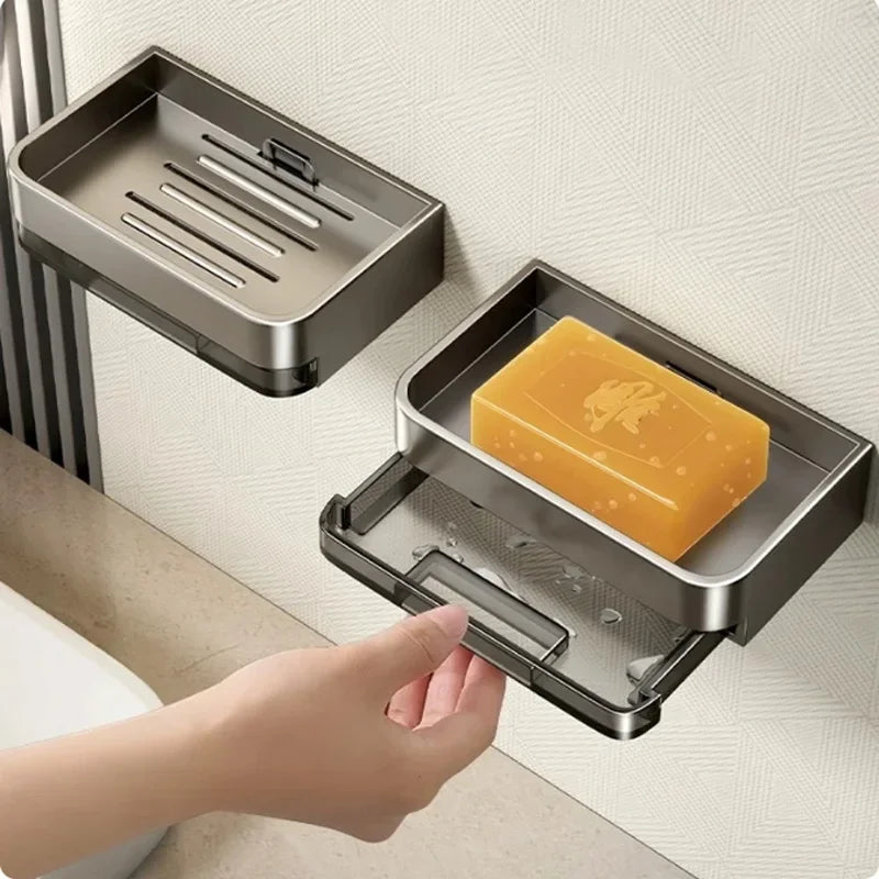 Bathroom Soap Dish Wall Mounted Sponge Holder Bathroom Organizer Double drainage Soap Dish Bathroom Accessories
