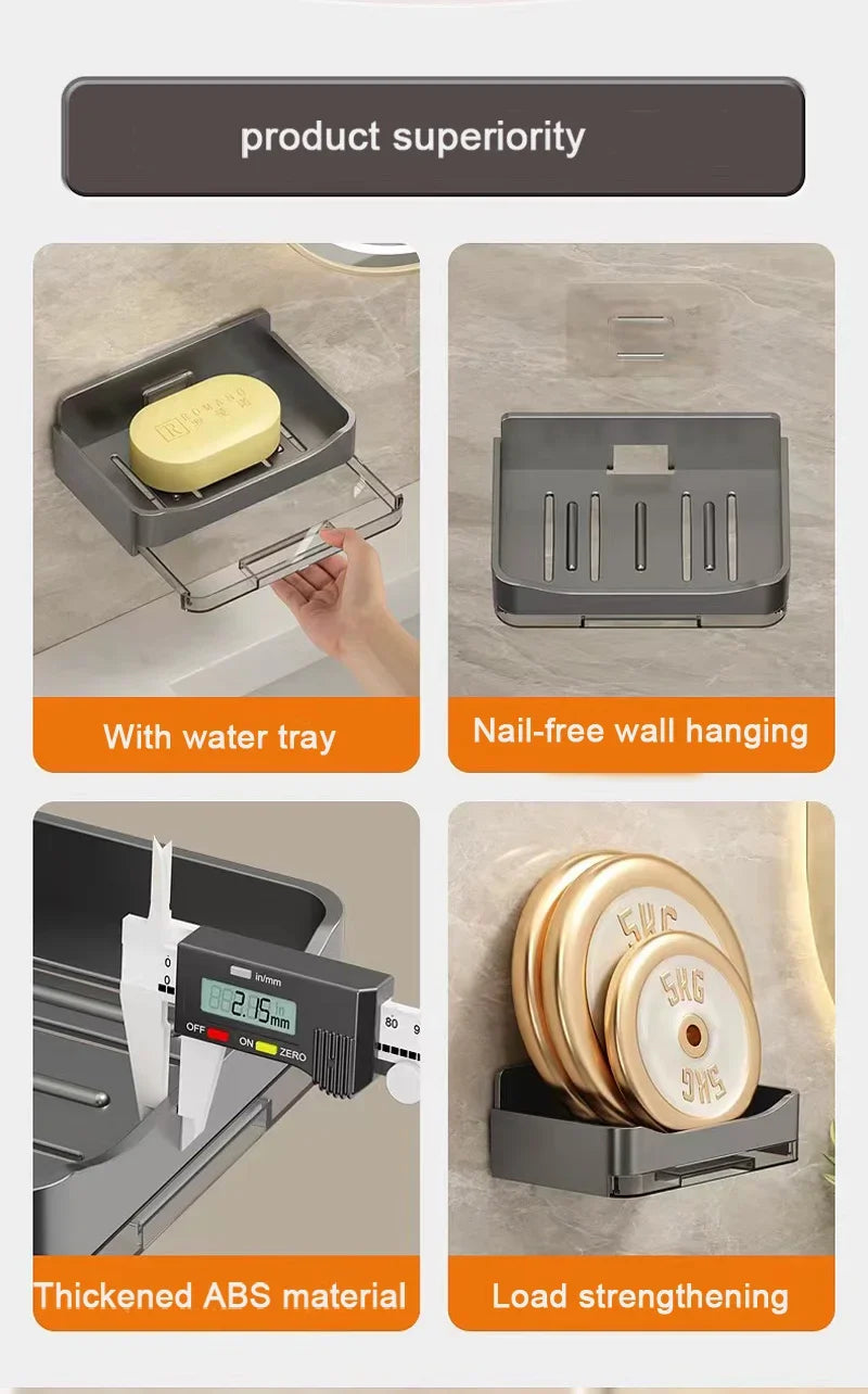 Bathroom Soap Dish Wall Mounted Sponge Holder Bathroom Organizer Double drainage Soap Dish Bathroom Accessories