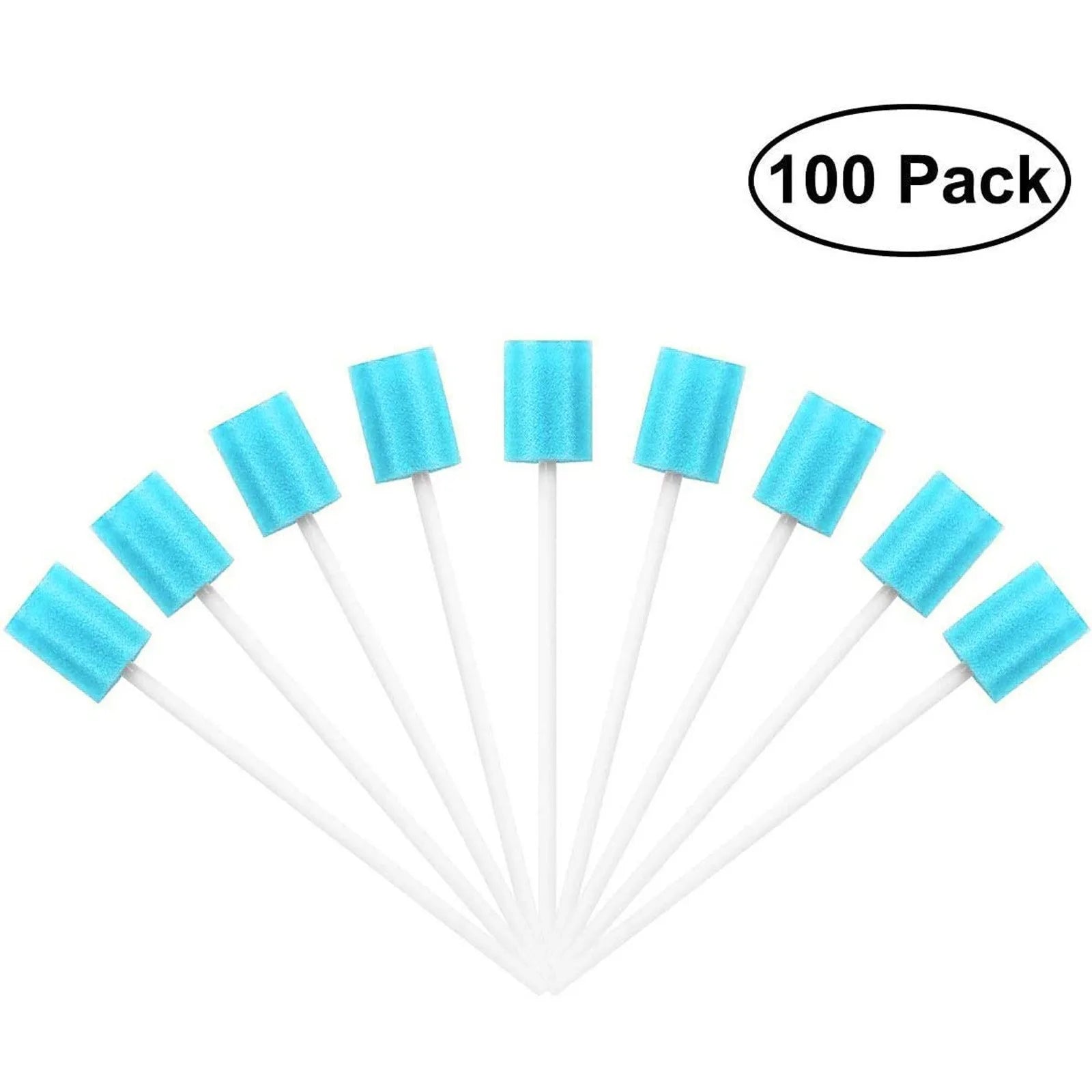 Pack Of 100 Disposable Oral Care Sticks With Blue Sponge Tip Oral Care, Disposable Tooth Cleaning Sponge Stick Oral Care