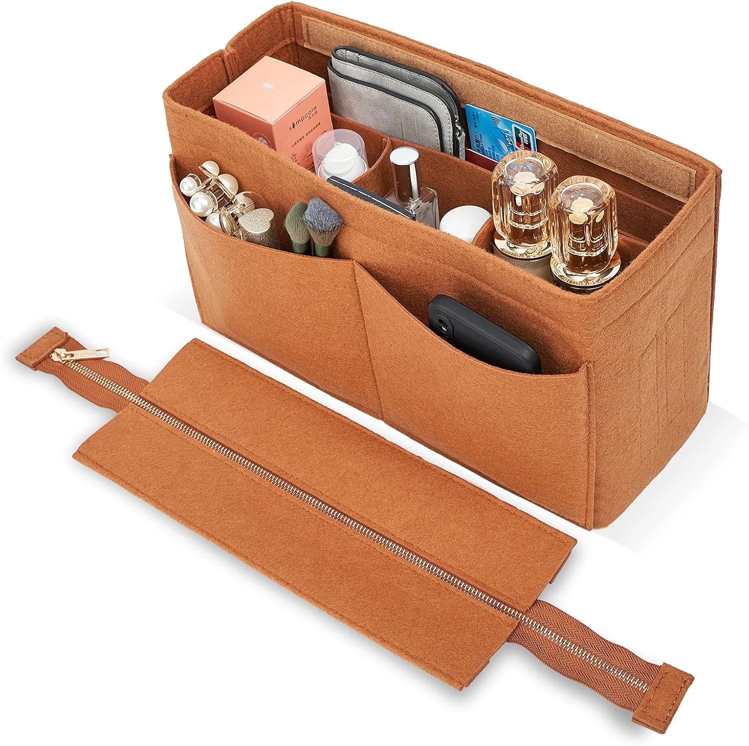 Felt Purse Organizer Insert Onthego MM Handbag Tote Bag Organizer Bag in Bag with Removable Zipper