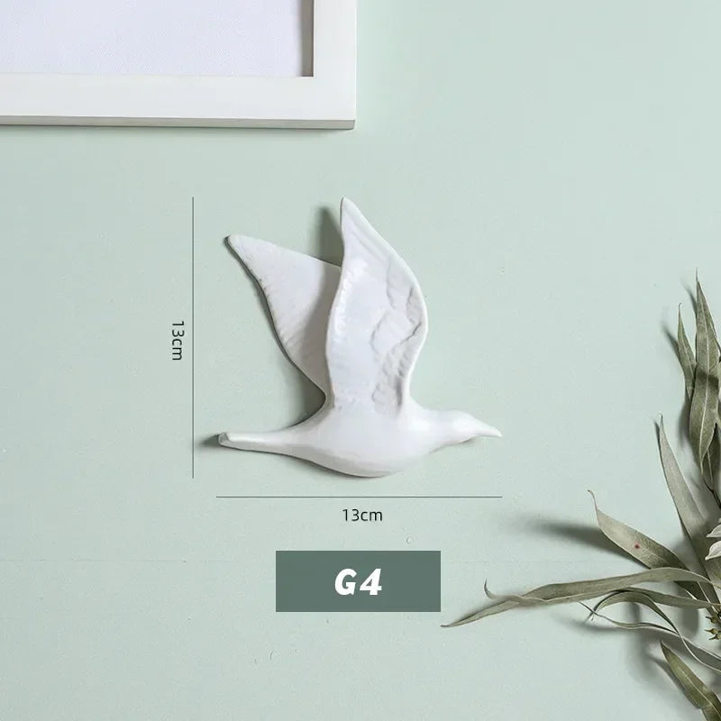 Eco-friendly Ceramics Birds 3d Wall Sticker Living Room Animal Figurine Murals Wall Background Decorative Home Decor Birds Cute