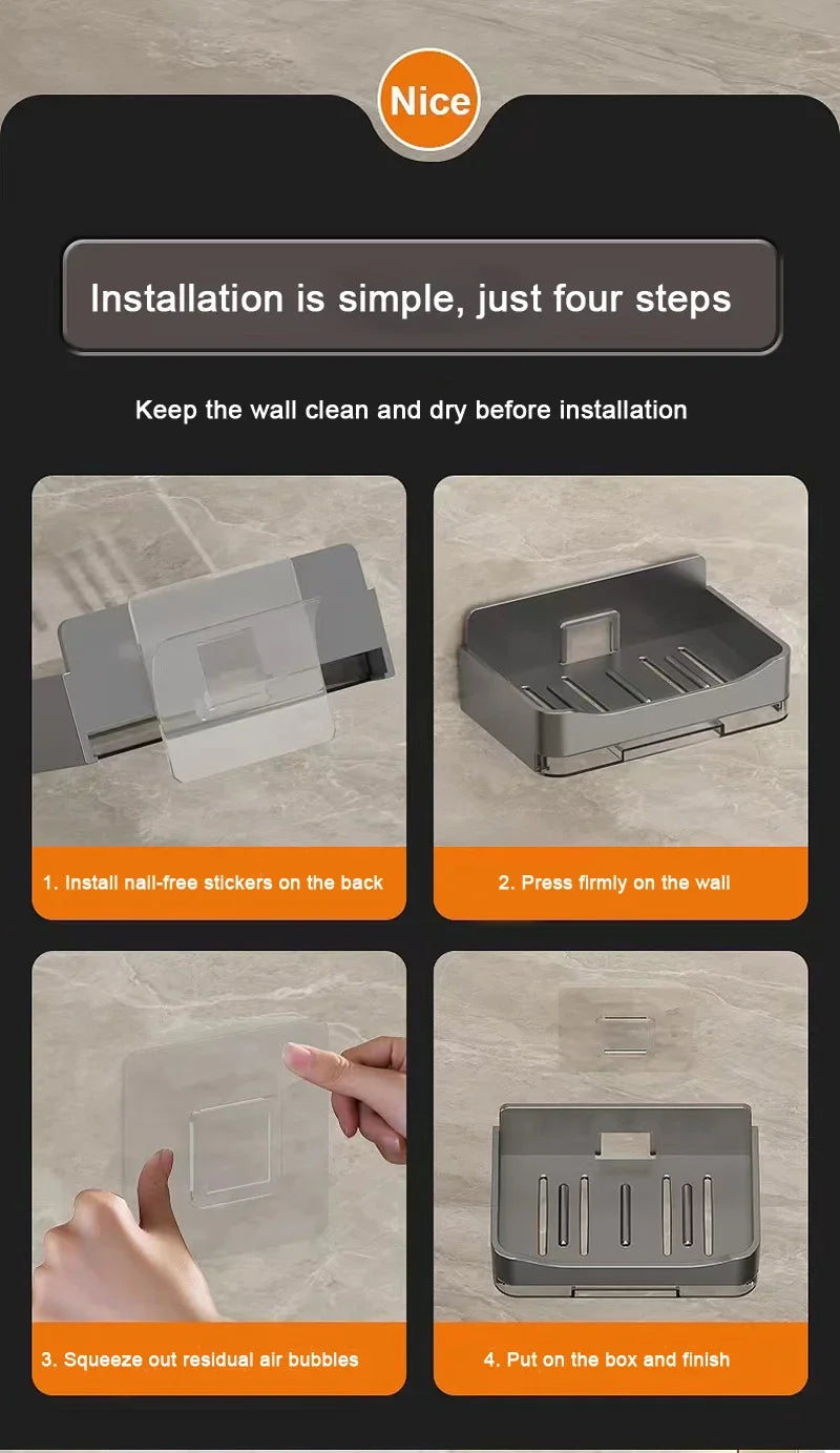 Bathroom Soap Dish Wall Mounted Sponge Holder Bathroom Organizer Double drainage Soap Dish Bathroom Accessories