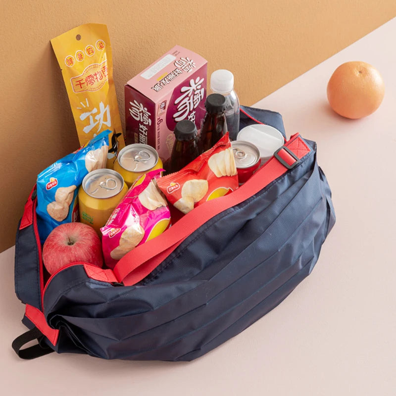 Foldable Shopping Bag Eco-friendly Portable Large Capacity Handbag Travel Storage Bag Oversized Reusable Grocery Shopping Bag