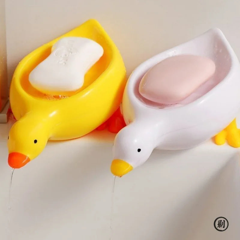 Random Soap Tray Self-draining Soap Rack Duck-shaped Creative Rack for Shower Bathroom Kitchen Tub Sink Tray Bracket Bathroom