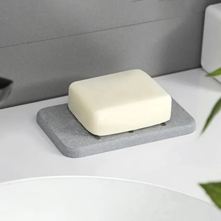 Diatomite Mud Soap Dish Quick Dry Bathroom Countertop Absorbent Pad Rectangular Toiletries Holder Supplies