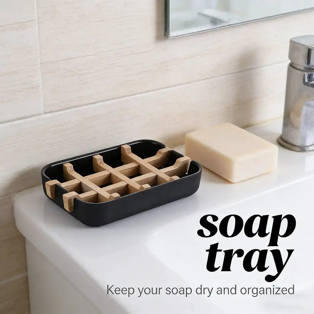 Bamboo Drainage Soap Dish, Eco-Friendly Soap Holder Saver, Durable Portable Soap Box, Bathroom Accessory Home Organizer