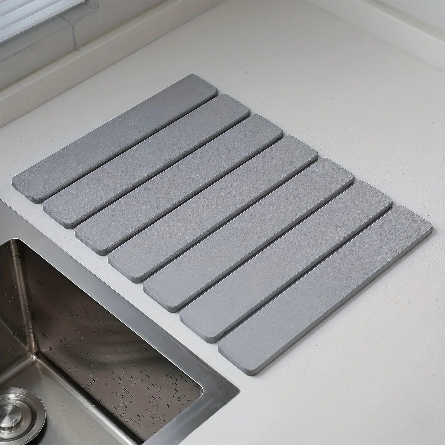 Quick Drying Mat for Kitchen,Dish Drying Mat, Stone Bath Mats for Bathroom, Foldable Diatomaceous Bath Mat, Non-Slip Shower Mat