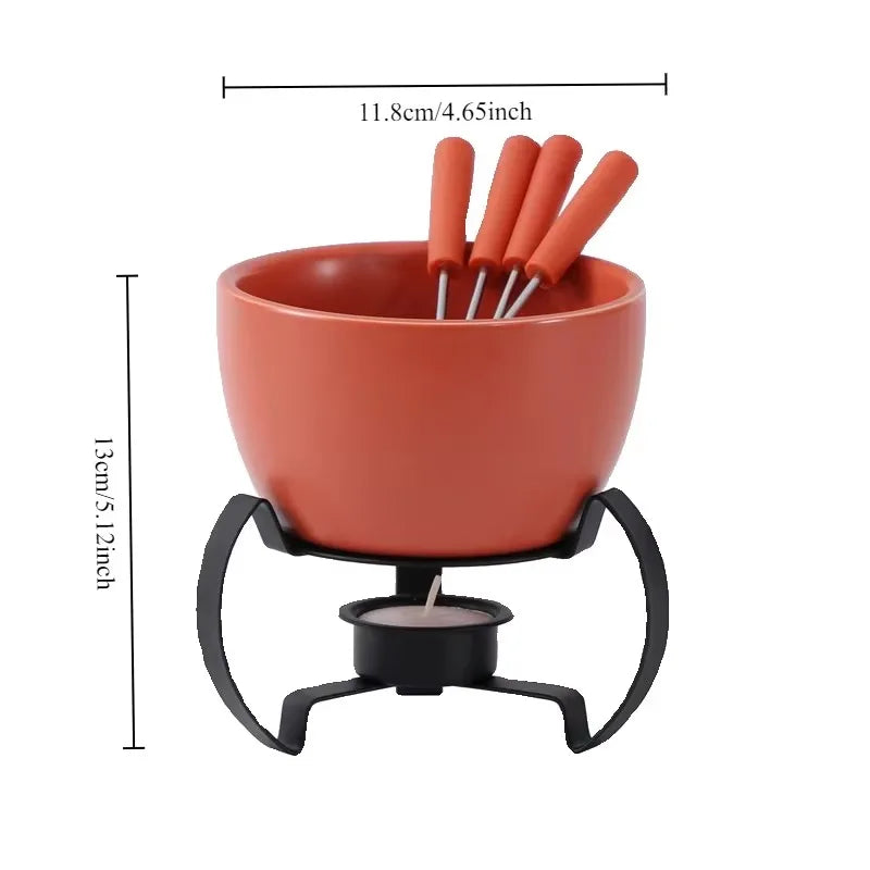 Eco-Friendly Ceramic Bowl with 4 Matching Forks Durable, Fade-Resistant, Perfect for Everyday Dining and Entertaini