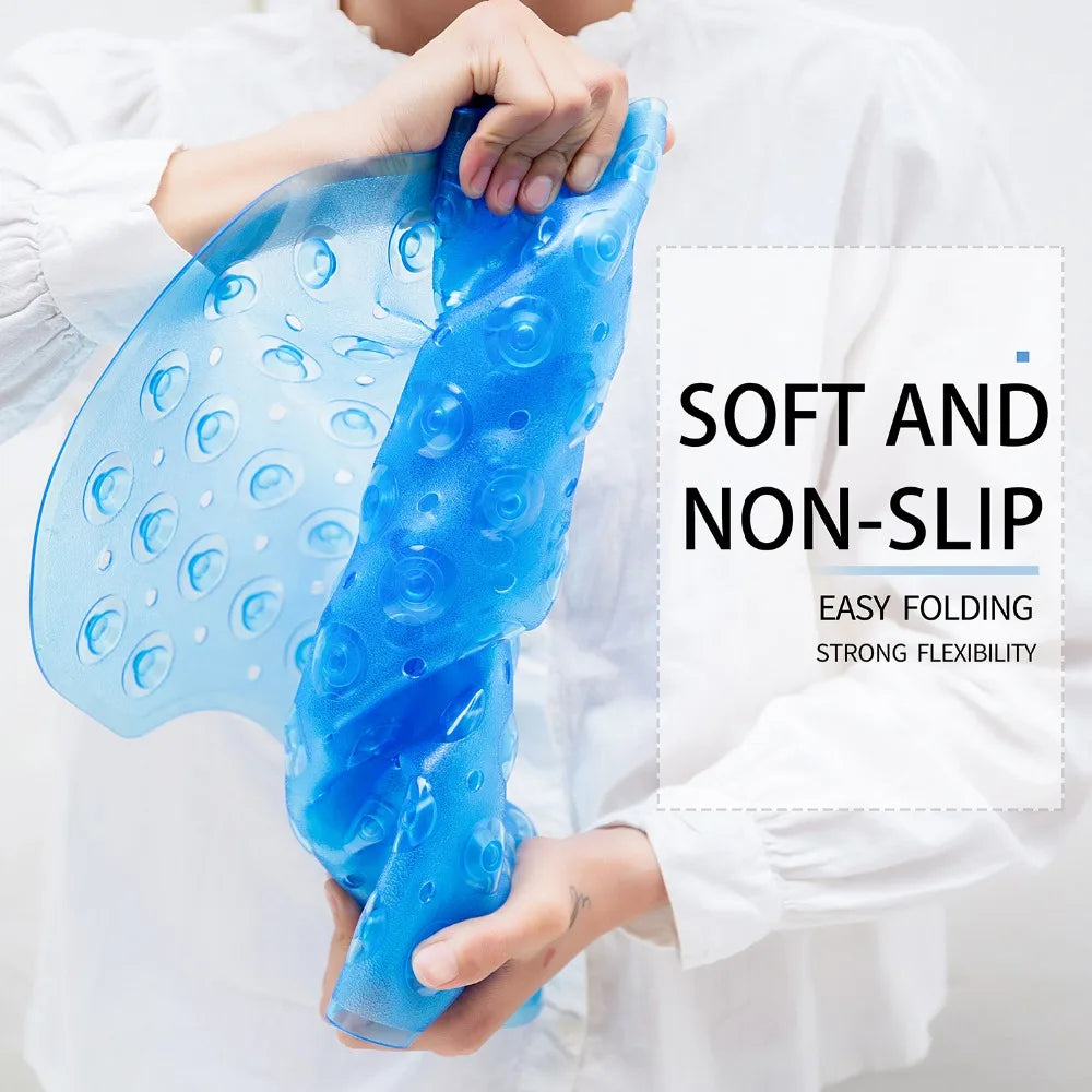 Non-Slip Bath Tub Shower Mat with Suction Cups,Machine Washable Bathroom Mats with Drain, Extra Large Bathtub Mat, 100x40cm