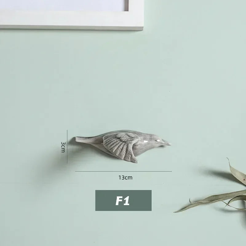 Eco-friendly Ceramics Birds 3d Wall Sticker Living Room Animal Figurine Murals Wall Background Decorative Home Decor Birds Cute