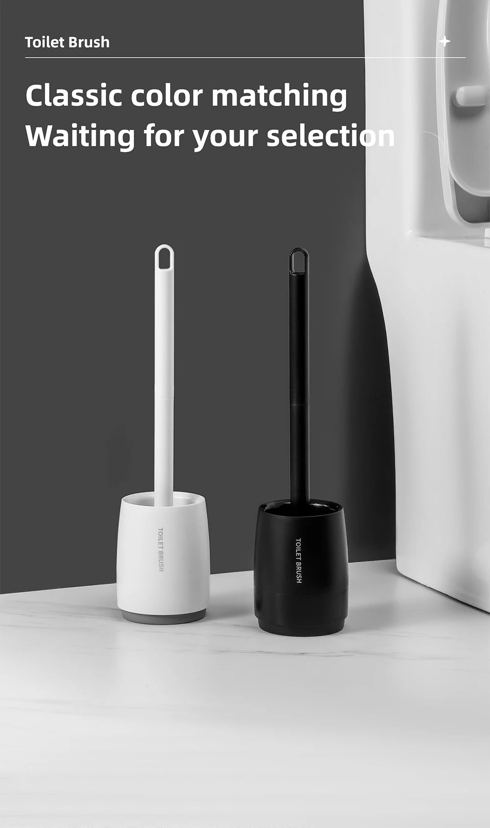 1 large floor standing toilet brush, extended handle toilet gap cleaning brush, nylon soft bristled brush, suitable for bathroom