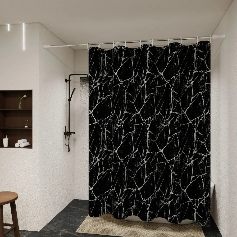 Bathroom Shower Curtain Waterproof Bathtub Bathing Curtains Easy Clean and Wipe PEVA Shower Curtains Marble Curtain with Hooks