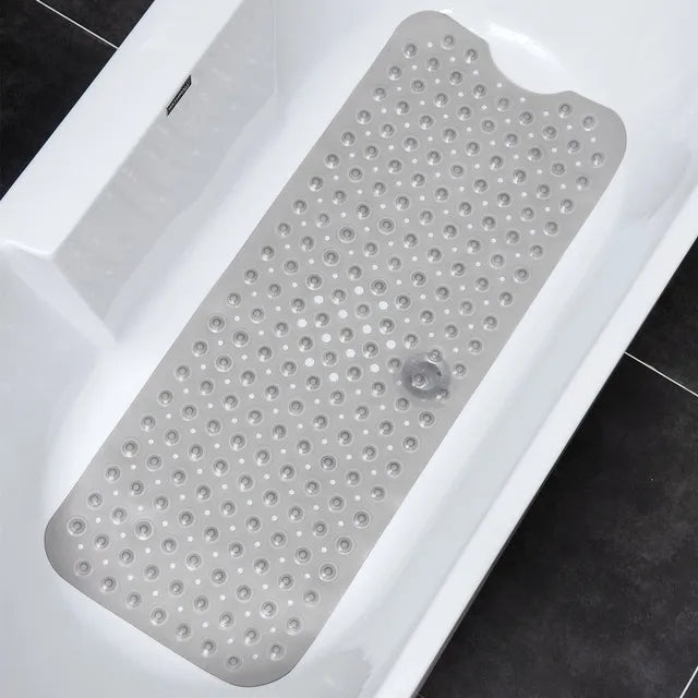 Non-Slip Bath Tub Shower Mat with Suction Cups,Machine Washable Bathroom Mats with Drain, Extra Large Bathtub Mat, 100x40cm