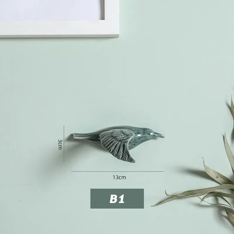 Eco-friendly Ceramics Birds 3d Wall Sticker Living Room Animal Figurine Murals Wall Background Decorative Home Decor Birds Cute