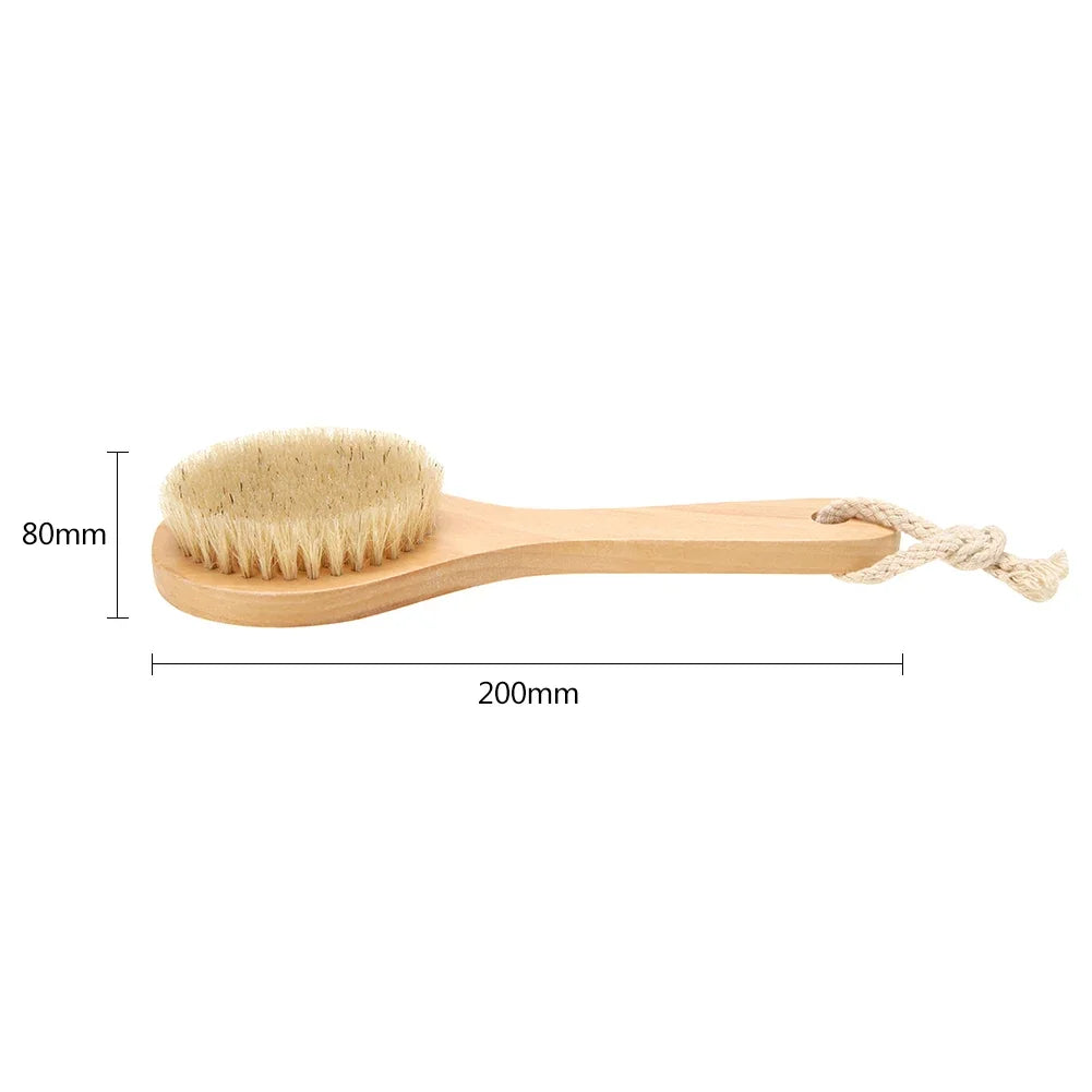 Natural Bristle Bath Brush Exfoliating Wooden Body Massage Shower Brush SPA Woman Man Skin Care Dry Body Brush