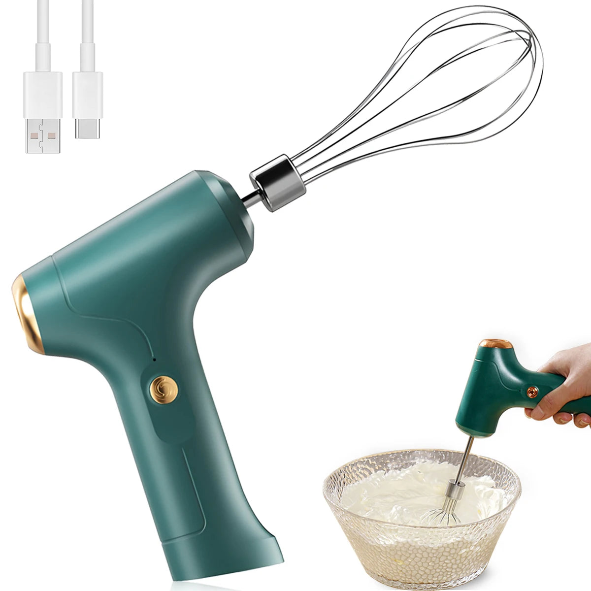 Fully Environmentally Friendly Electric Egg Beater, Household Small Handheld Mini Egg Beater, Egg White and Cream Mixer