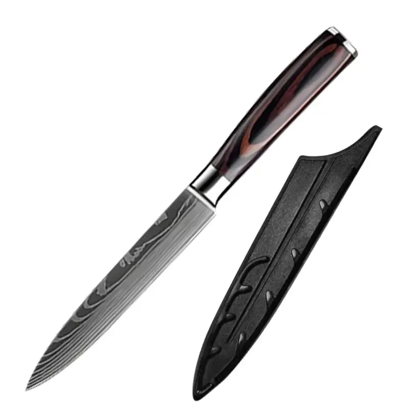 Professional Stainless Steel Kitchen Knives Fruit Slicing Utility Knives Meat Cleaver Santoku Knife Damascus Steel Knife
