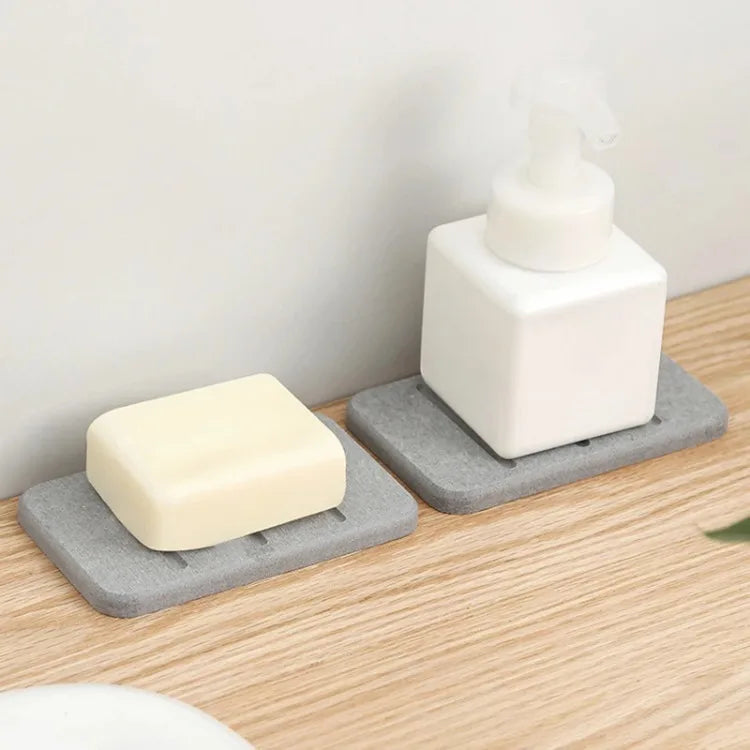 Diatomite Mud Soap Dish Quick Dry Bathroom Countertop Absorbent Pad Rectangular Toiletries Holder Supplies