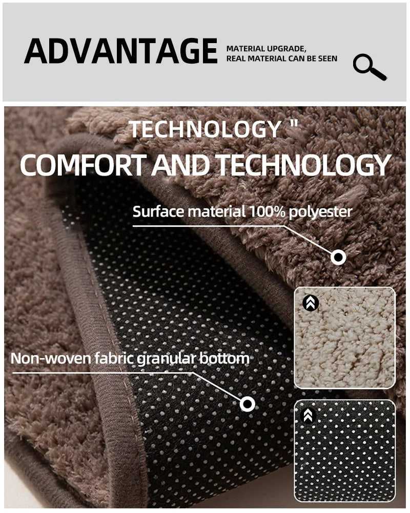 Bathroom carpet 3-piece set soft, absorbent, non-slip, microfiber toilet mat, U-shaped foot pad