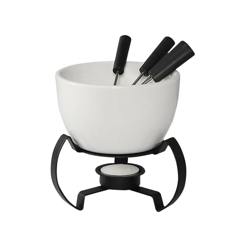Eco-Friendly Ceramic Bowl with 4 Matching Forks Durable, Fade-Resistant, Perfect for Everyday Dining and Entertaini