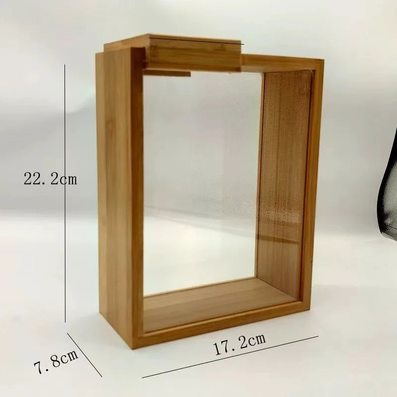 New Household Kitchen Bamboo and Wood Sliding Grain Storage Box Wooden Food Storage Box Dispenser