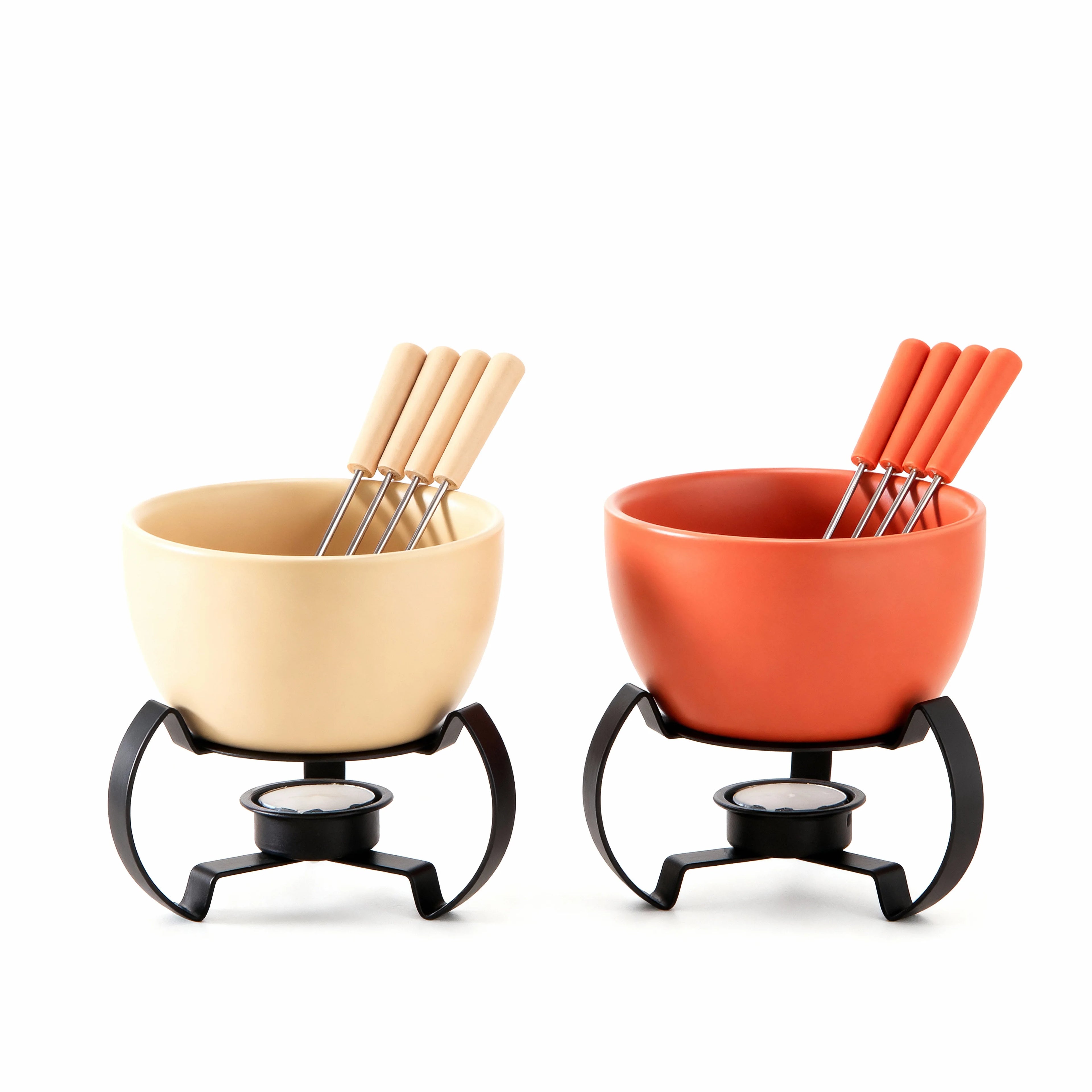 Eco-Friendly Ceramic Bowl with 4 Matching Forks Durable, Fade-Resistant, Perfect for Everyday Dining and Entertaini