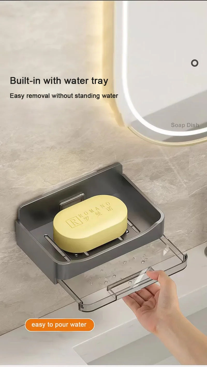 Bathroom Soap Dish Wall Mounted Sponge Holder Bathroom Organizer Double drainage Soap Dish Bathroom Accessories