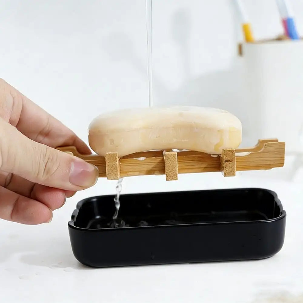 Bamboo Drainage Soap Dish, Eco-Friendly Soap Holder Saver, Durable Portable Soap Box, Bathroom Accessory Home Organizer