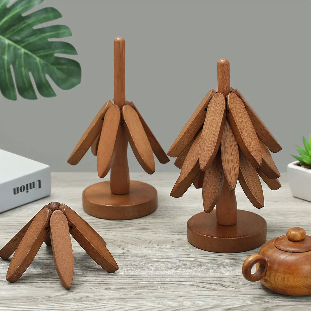 Eco-Friendly Wood Trivets for Hot Dishes Cup Desk Decorative Christmas Present Housewarming Kitchenware Dining Coaster Placemats