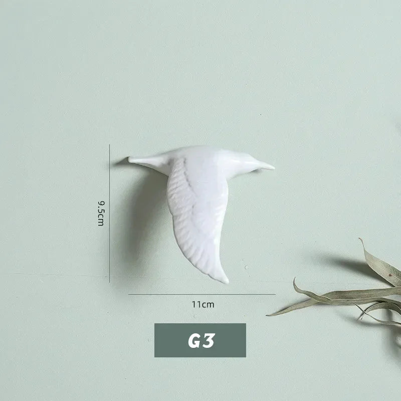 Eco-friendly Ceramics Birds 3d Wall Sticker Living Room Animal Figurine Murals Wall Background Decorative Home Decor Birds Cute