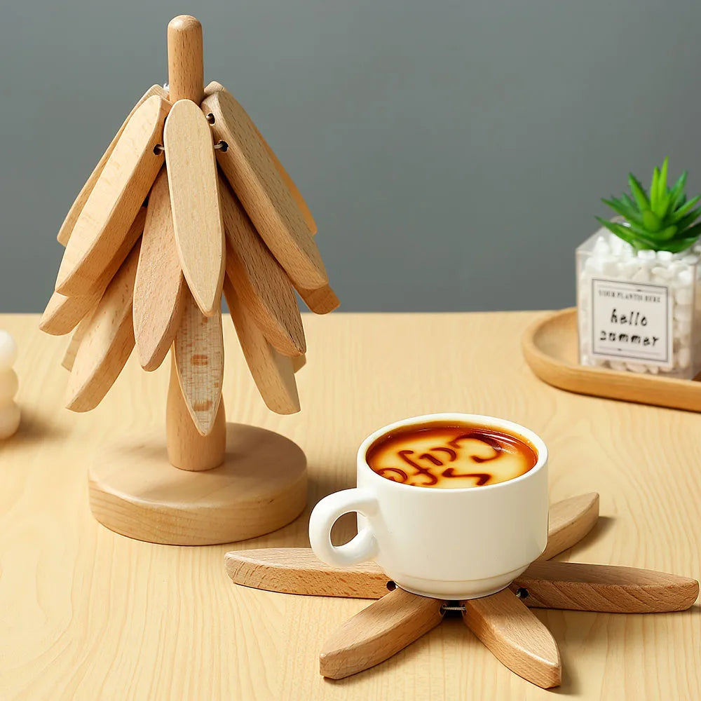 Eco-Friendly Wood Trivets for Hot Dishes Cup Desk Decorative Christmas Present Housewarming Kitchenware Dining Coaster Placemats