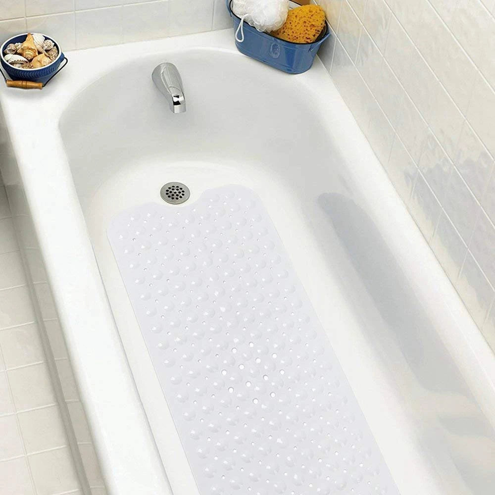 Non-Slip Bath Tub Shower Mat with Suction Cups,Machine Washable Bathroom Mats with Drain, Extra Large Bathtub Mat, 100x40cm