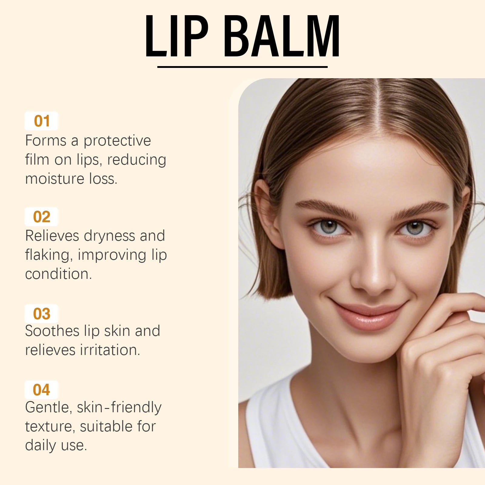 Turmeric Lemon Lip Balm Long-Lasting Moisturizing Soothing Lip Care Brightens Dull Lips, Exfoliating Non-Sticky, Pre-Makeup Base