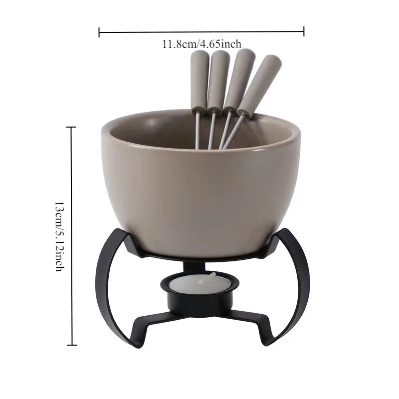 Eco-Friendly Ceramic Bowl with 4 Matching Forks Durable, Fade-Resistant, Perfect for Everyday Dining and Entertaini