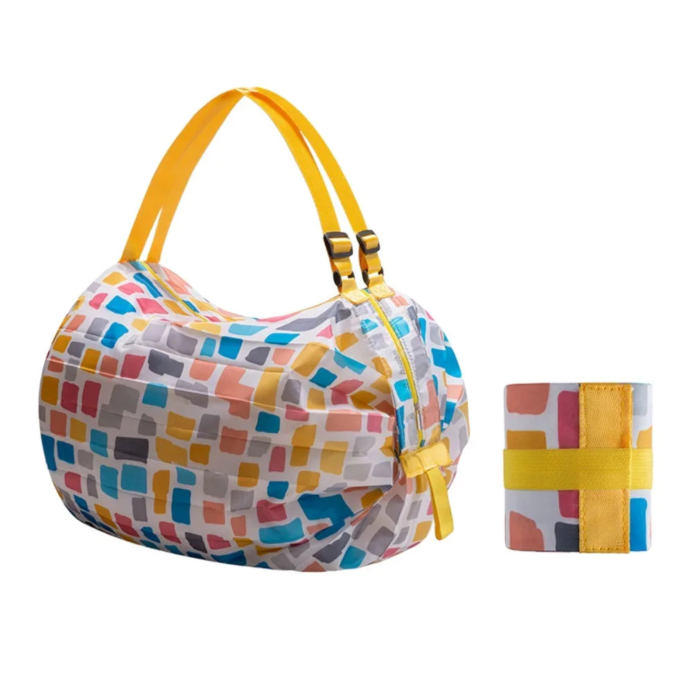 Eco-friendly Creative Folding Shopping Bag Portable Reusable Beach Bag Lightweight Waterproof Travel Shoulder Handbag Yoga