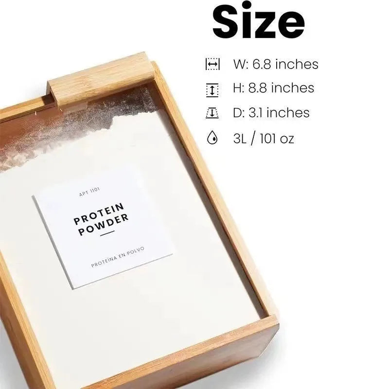 New Household Kitchen Bamboo and Wood Sliding Grain Storage Box Wooden Food Storage Box Dispenser