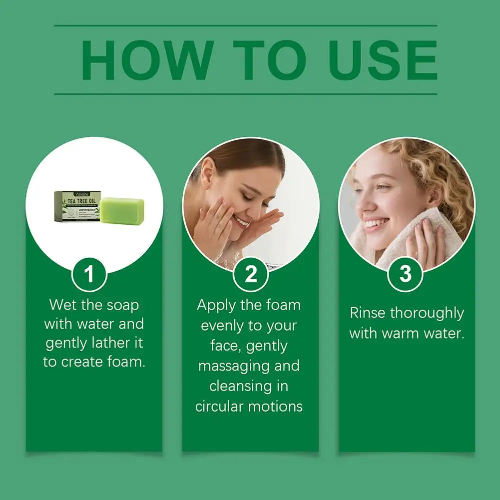 100G Tea Tree Soap, Handmade Soap Bar with Tea Tree Oil, Natural Soaps for Body Skin Cleaning,Gentle Exfoliating Bar Soap care