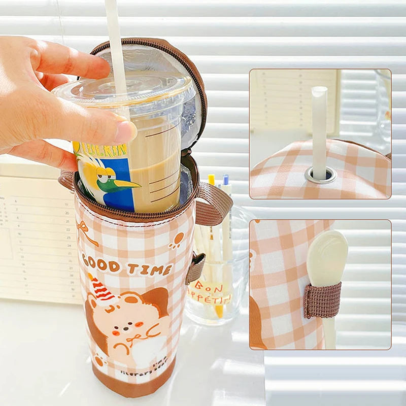 Eco-Friendly Portable Milk Tea Tote Bag Heat Preservation Insulated Cup Cover Carrying Handbag Tumbler Cup Accessories