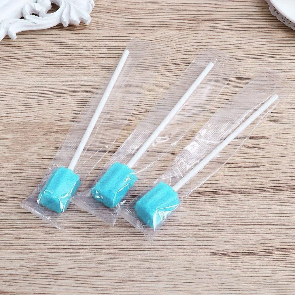 100pcs Disposable Oral Care Sponge Swab Tooth Cleaning Mouth Swabs With Stick Sponge Head Cleaning Cleaner Swab Sponges Swab