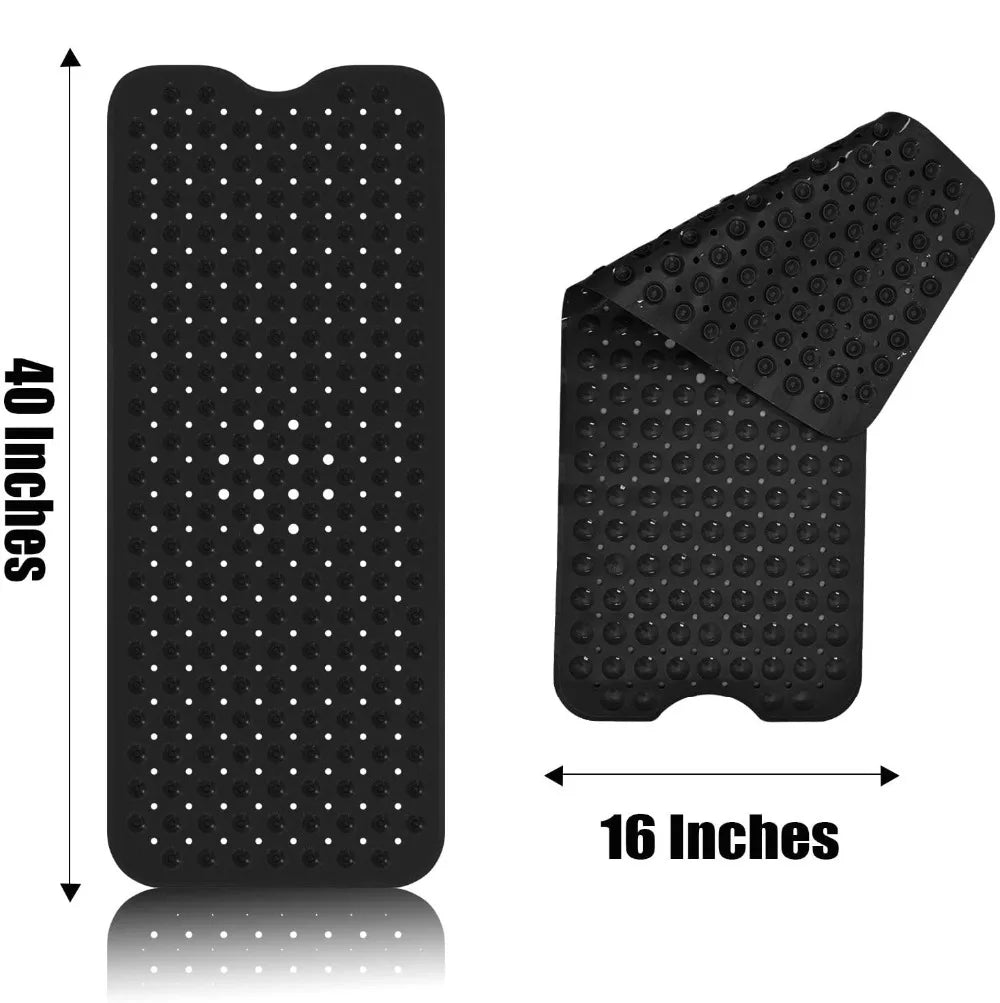 Non-Slip Bath Tub Shower Mat with Suction Cups,Machine Washable Bathroom Mats with Drain, Extra Large Bathtub Mat, 100x40cm
