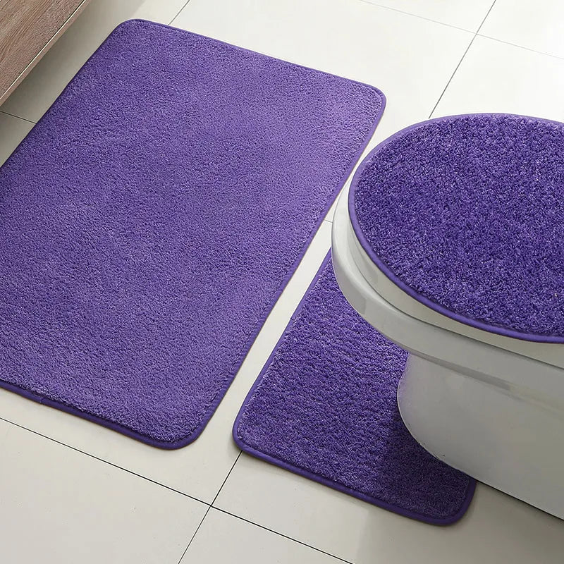 Bathroom carpet 3-piece set soft, absorbent, non-slip, microfiber toilet mat, U-shaped foot pad