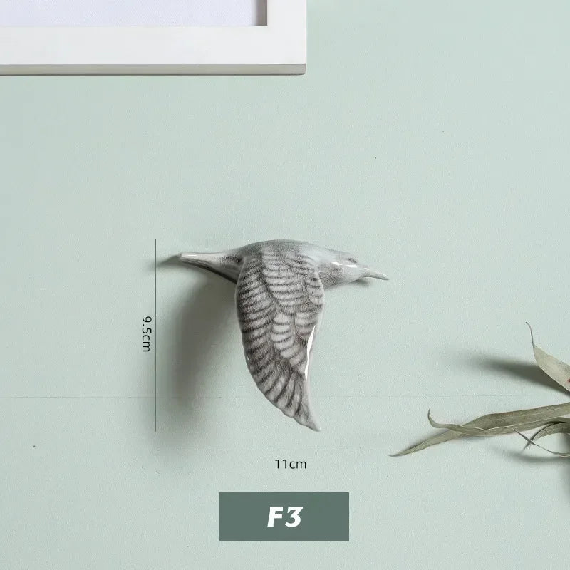 Eco-friendly Ceramics Birds 3d Wall Sticker Living Room Animal Figurine Murals Wall Background Decorative Home Decor Birds Cute