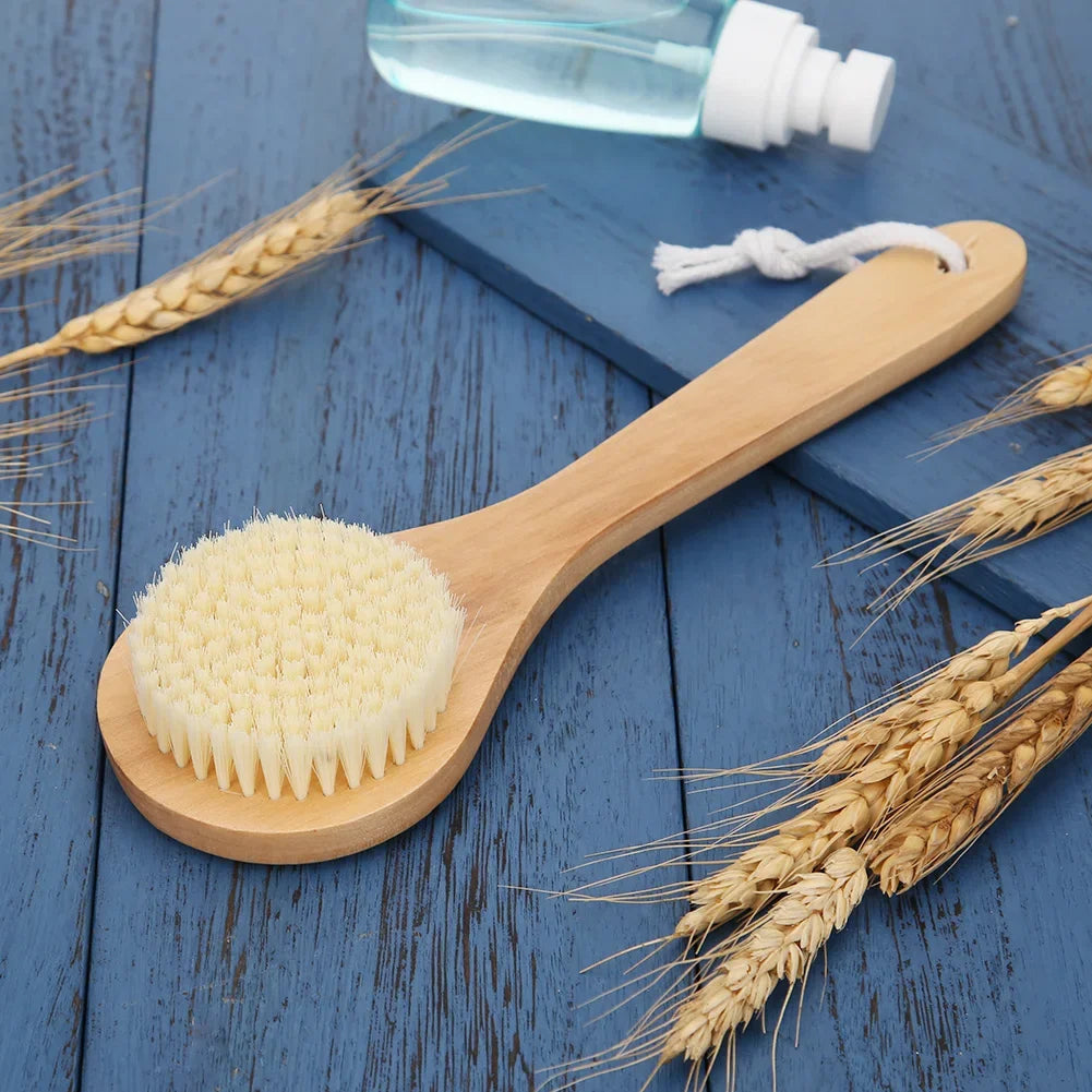 Natural Bristle Bath Brush Exfoliating Wooden Body Massage Shower Brush SPA Woman Man Skin Care Dry Body Brush